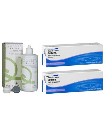 60 Daily Contact Lenses Bausch & Lomb SofLens Daily Disposable + Gift 1 Liquid Contact Lens 360ml